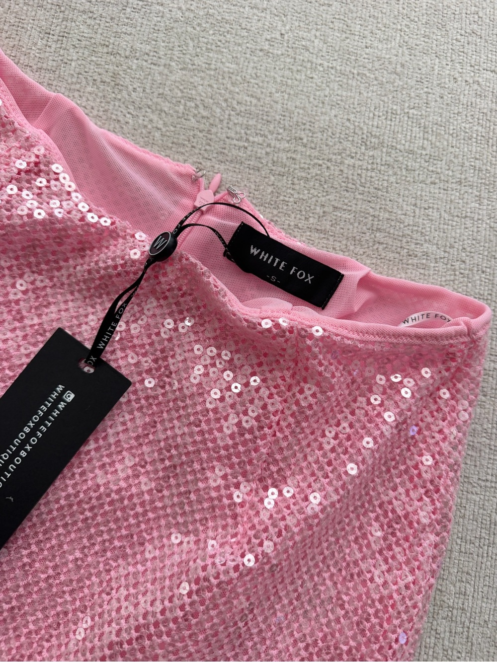 White Fox Boutique Pink Sequin Mini Skirt - Picture 3 of 4